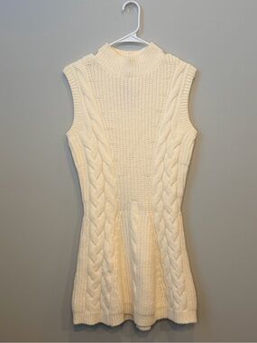 FORE New With Tags Sleeveless Cable-Knit Mini Dress in Cream Size M